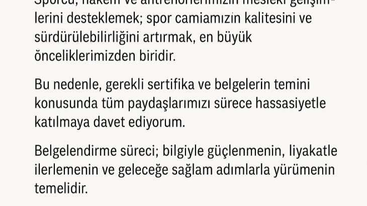 Federasyon Başkanından Çağrı